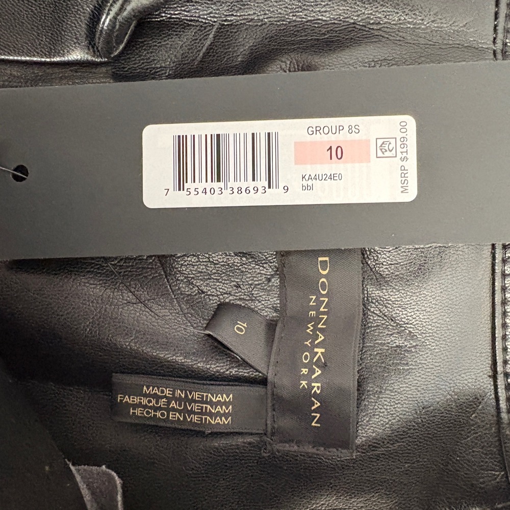 Donna Karan New York Womens Faux Leather Wide Leg Jumpsuit Black Size 10 Classic - Picture 5 of 13